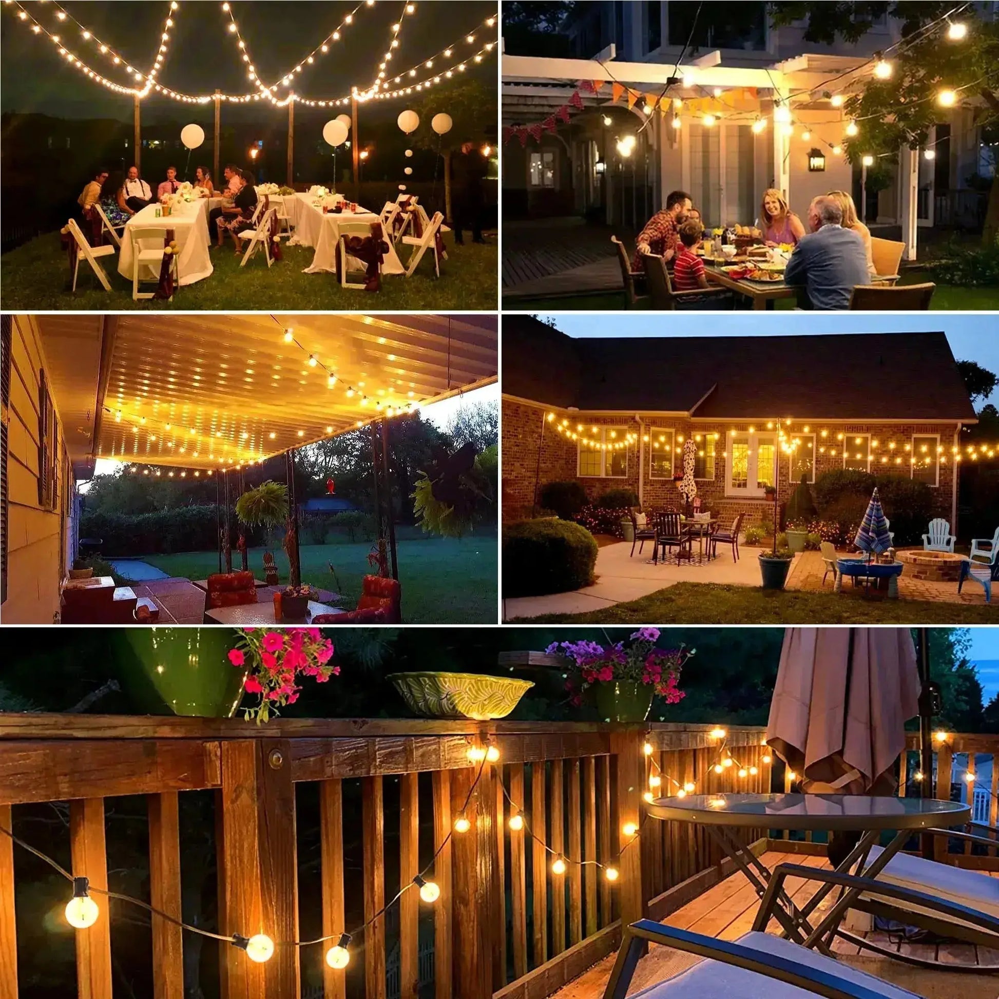 Ghirlanda solara decorativa 7m, 10 becuri LED G40, lumina calda Staryon®