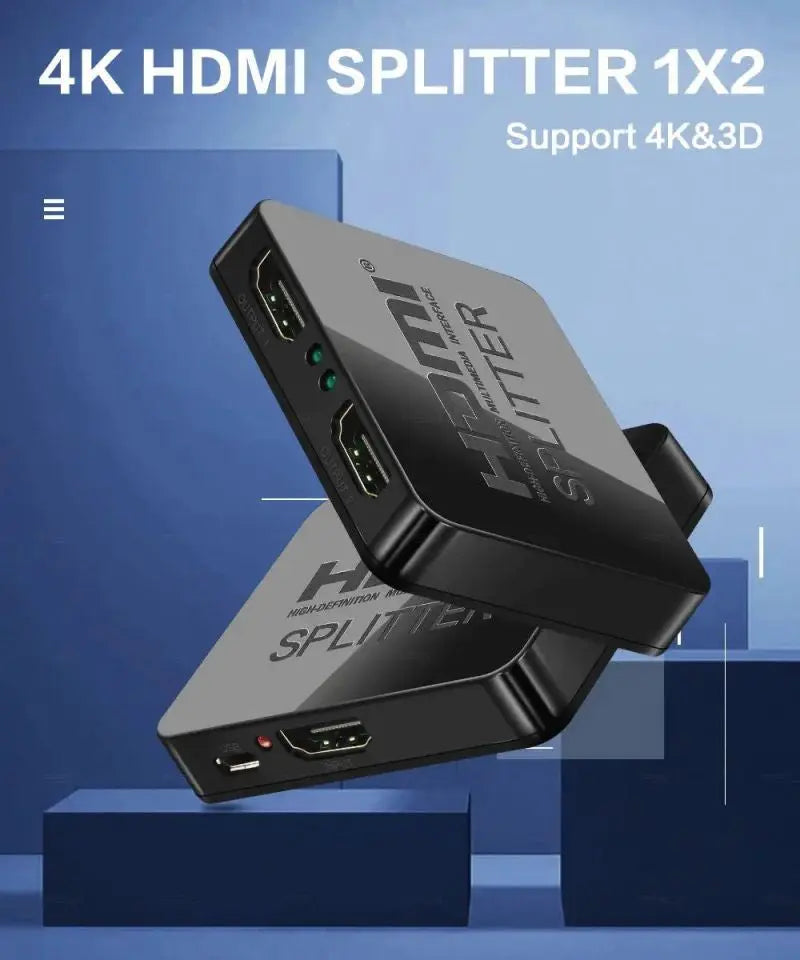 Splitter HDMI 1×2 4K cu Amplificator Staryon® 1 In 2 Out HDMI – Partajare Continut de pe O Singura Sursa HDMI catre Doua Monitoare sau Proiectoare, Suporta pana la 1080P/60Hz, HDCP 1.4, Suport 3D, Negru