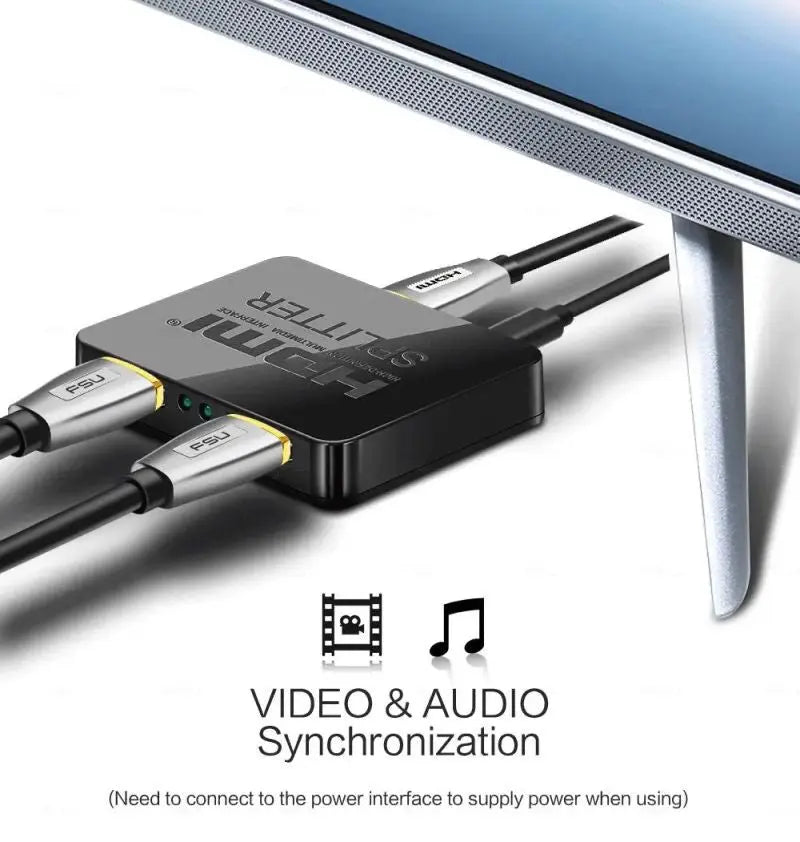 Splitter HDMI 1×2 4K cu Amplificator Staryon® 1 In 2 Out HDMI – Partajare Continut de pe O Singura Sursa HDMI catre Doua Monitoare sau Proiectoare, Suporta pana la 1080P/60Hz, HDCP 1.4, Suport 3D, Negru