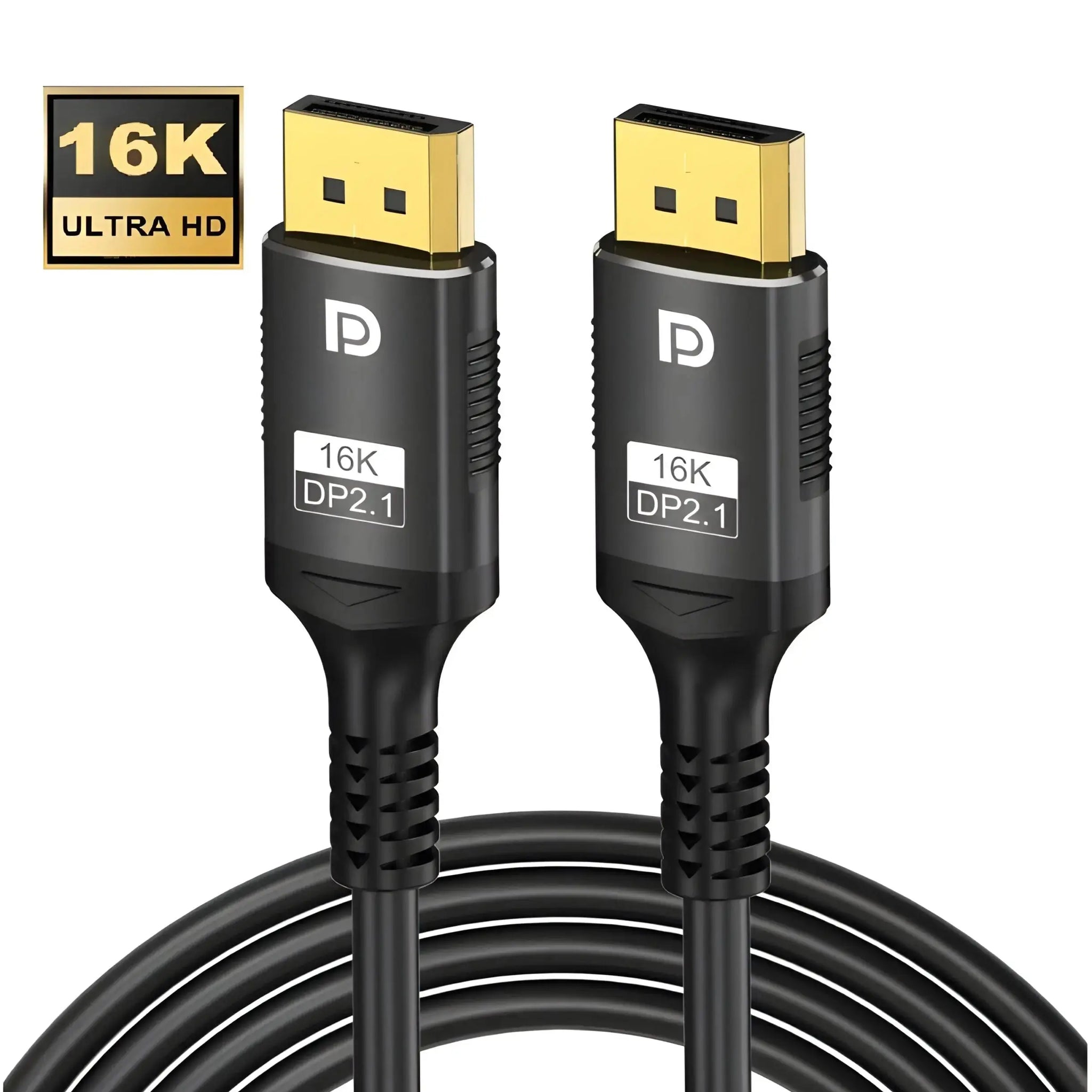 Cablu DisplayPort 2.1 200 cm, 16K@30Hz, 8K@120Hz, 4K@240Hz, HDR, 80Gbps, DP la DP Staryon®, Compatibil PC, Laptop, TV, Xbox, PS5, Proiector, Monitor Gaming, High-Speed, Conectori Auriti, Negru