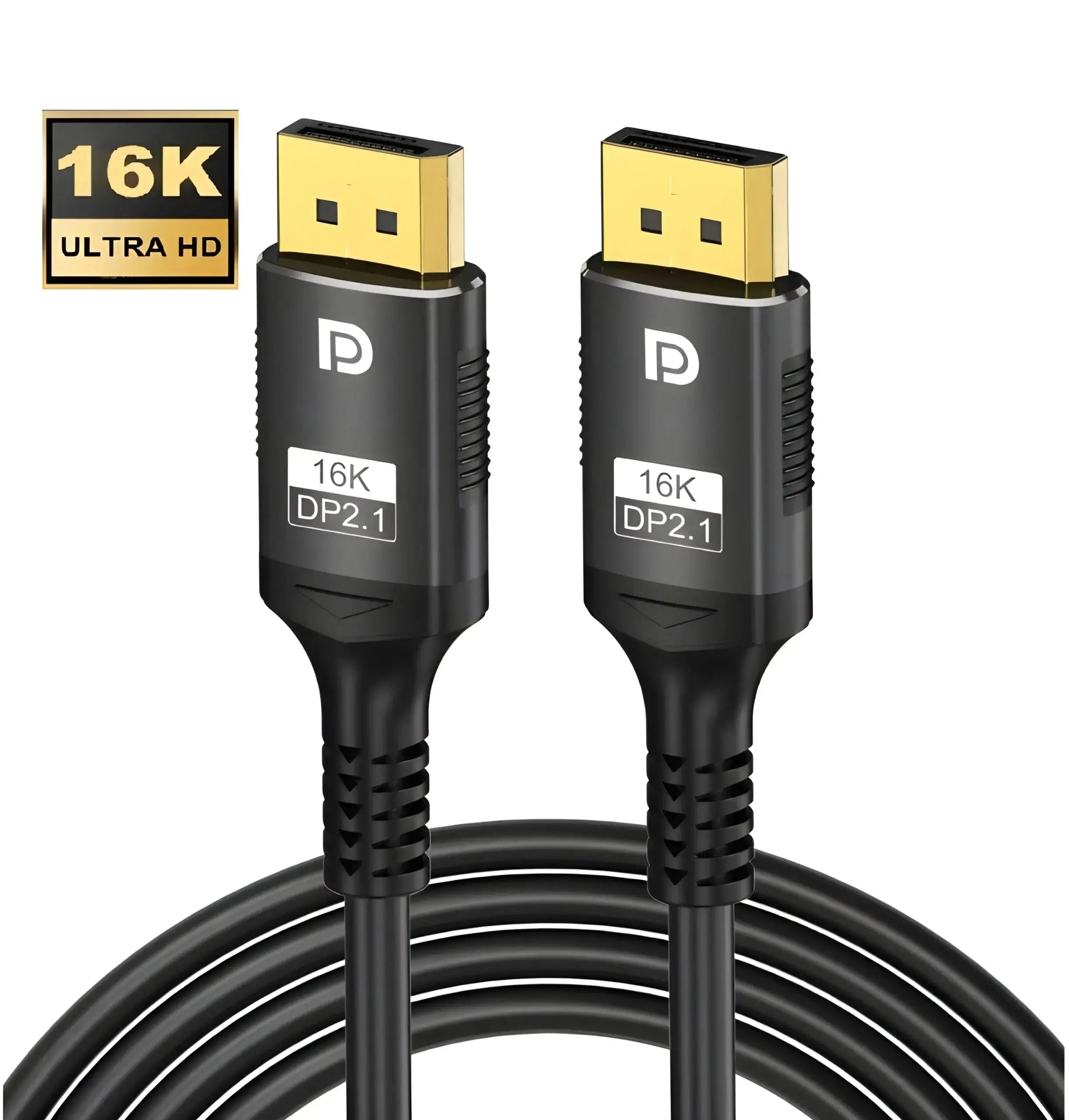 Cablu DisplayPort 2.1 200 cm, 16K@30Hz, 8K@120Hz, 4K@240Hz, HDR, 80Gbps, DP la DP Staryon®, Compatibil PC, Laptop, TV, Xbox, PS5, Proiector, Monitor Gaming, High-Speed, Conectori Auriti, Negru
