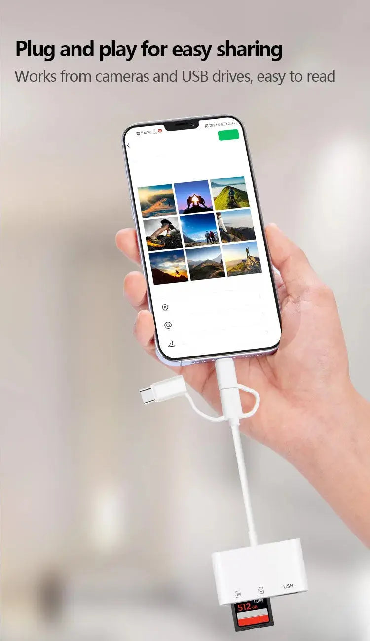 Adaptor OTG 3 in 1 Lightning / USB Type-C / Micro USB Staryon® la USB 3.0, Card Reader SD si MicroSD, compatibil Apple iPhone, iPad, Macbook, Samsung, Huawei, Xiaomi, Laptop si Telefon