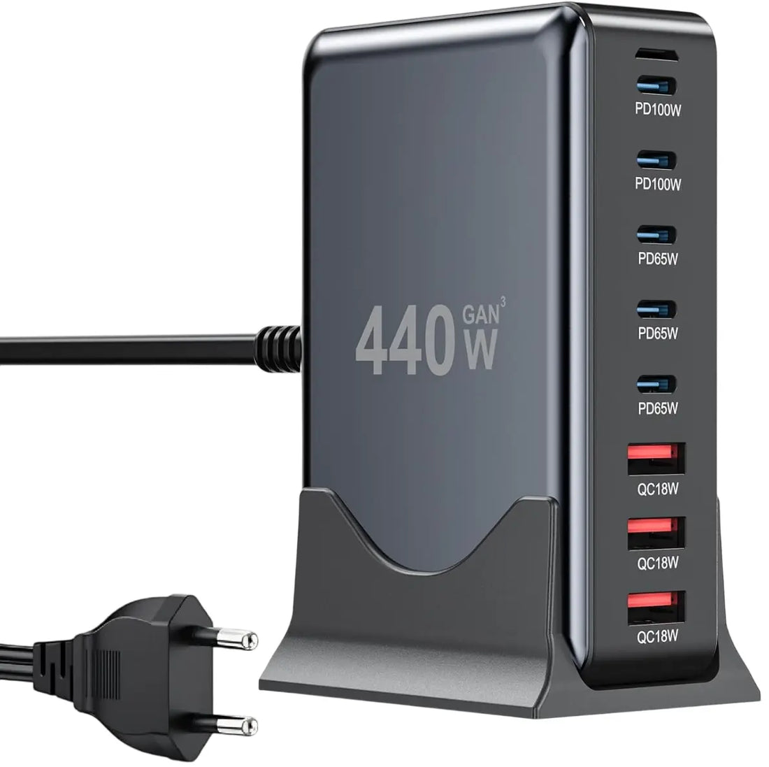 Statie incarcare USB 440W GaN PRO 8 in 1, 5x USB-C & 3x USB-A Staryon®