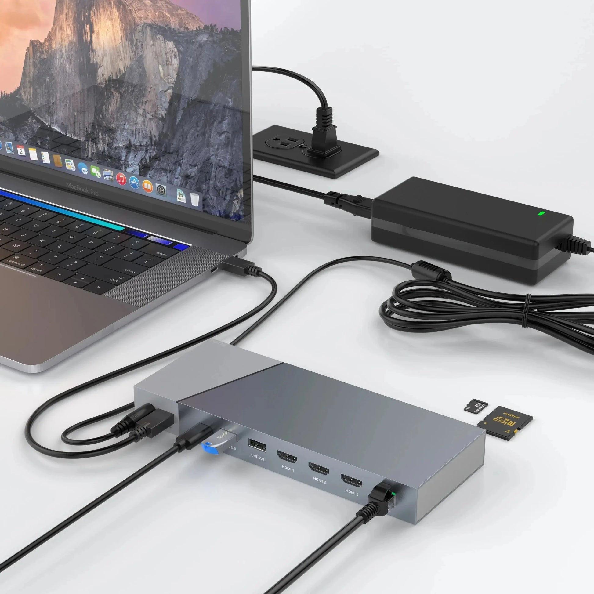 Docking Station 16 in 1 cu functia Display Link, 3x HDMI, RJ Gigabit 1000 Mbps, PD 100W, 2x USB 3.0, 2x USB 2.0, USBC SD TF Card Slot pentru Macbook M1 M2 M3, Gri
