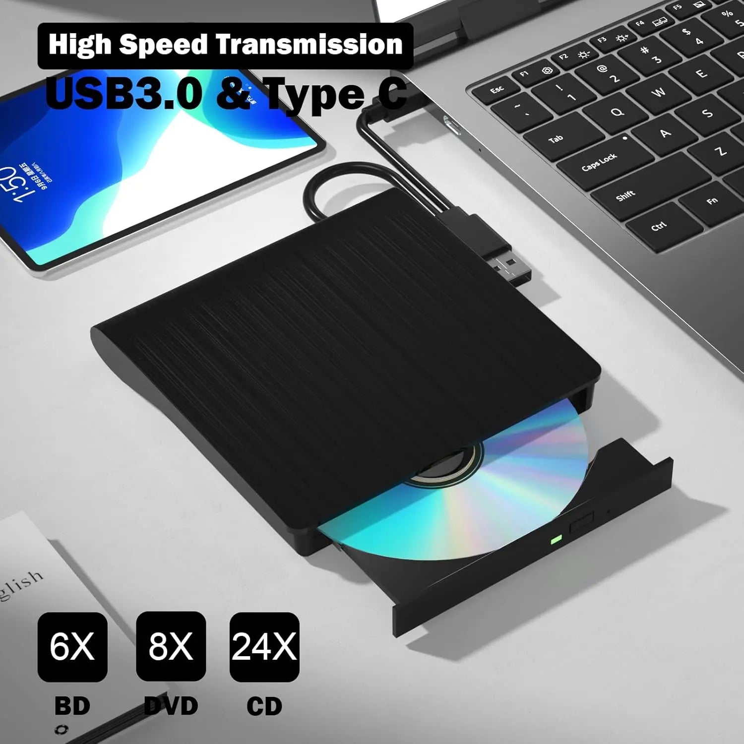 Unitate Optica Blu-ray Externa Staryon® Slim, Player & Recorder, USB 3.0 & USB-C Staryon®