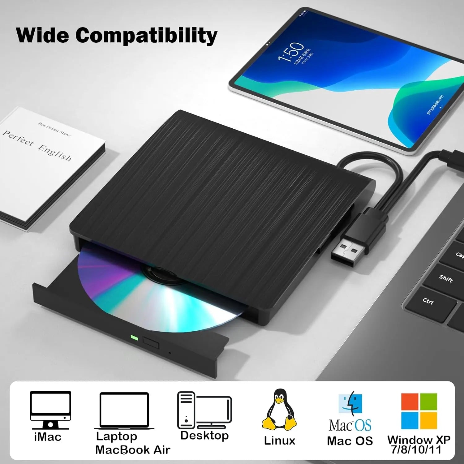 Unitate Optica Blu-ray Externa Staryon® Slim, Player & Recorder, USB 3.0 & USB-C Staryon®