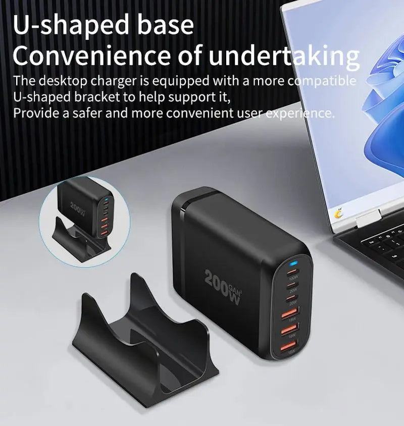 Statie de Incarcare USB 200W GaN PRO 6 in 1