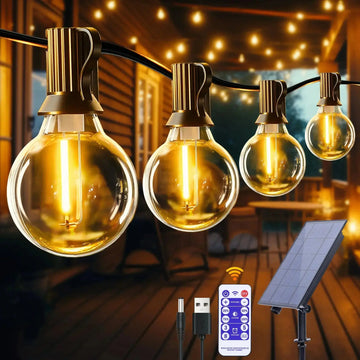 Ghirlanda solara decorativa 7m, 10 becuri LED G40, lumina calda Staryon®