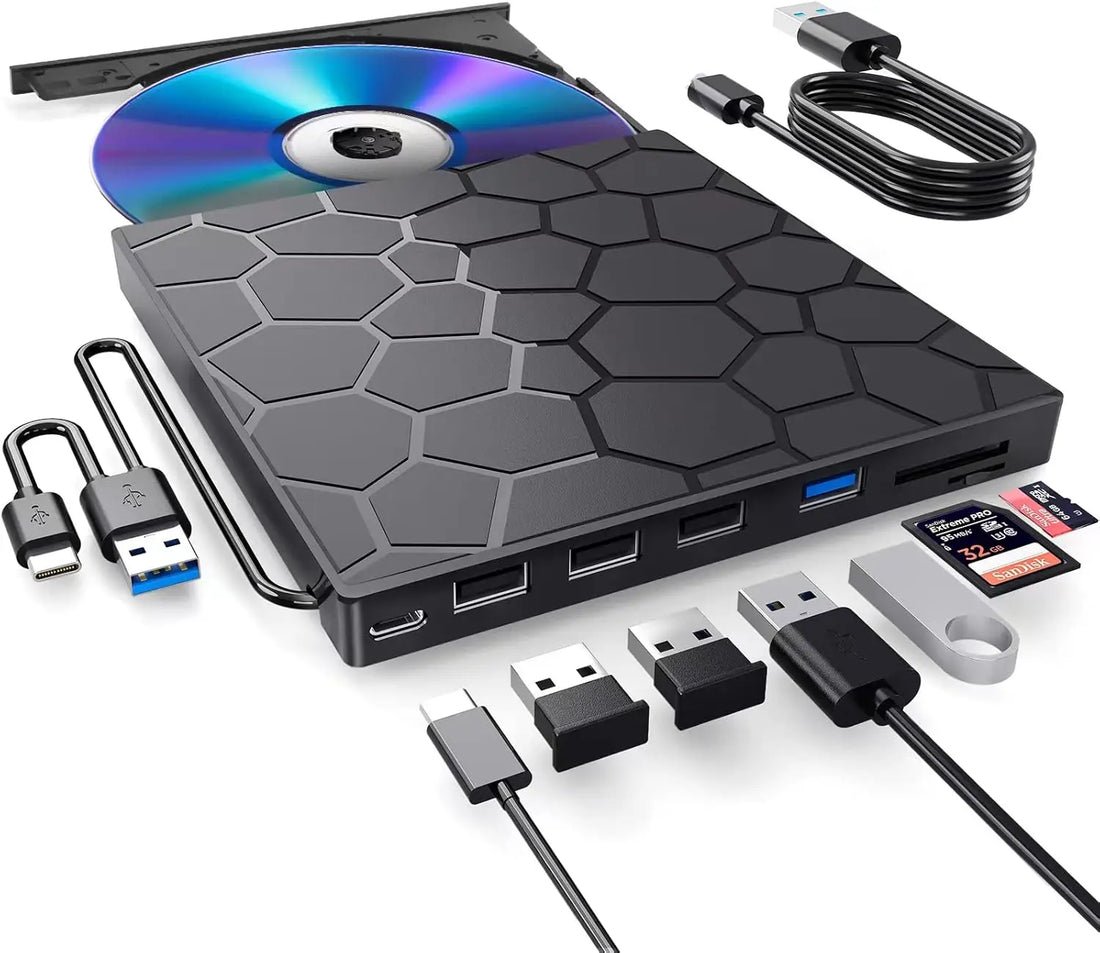 DVD Writer Extern Portabil Staryon – Citire si Scriere CD/DVD + Hub USB + Cititor Carduri - Staryon Romania